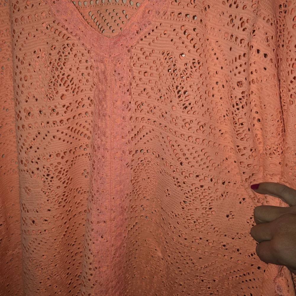 2 For $20 Coral Crochet Swim‎ Cover Up Top Size M oversized Boho Beach V-Neck